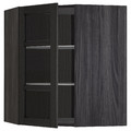 METOD Corner wall cab w shelves/glass dr