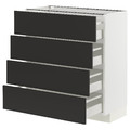 METOD / MAXIMERA Base cab 4 frnts/4 drawers, white/Nickebo matt anthracite, 80x37 cm