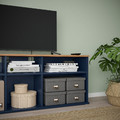 SKRUVBY TV bench, black-blue, 156x38x60 cm