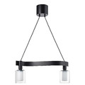 ACKJA / MOLNART Pendant lamp with light bulb, wave shaped black/cylinder striped