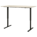 TROTTEN Desk sit/stand, beige/anthracite, 160x80 cm