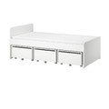 SLÄKT Bed frame with 3 storage boxes, white, 90x200 cm