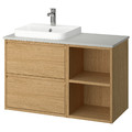 ÄNGSJÖN / BACKSJÖN Wash-stand/wash-basin/tap, oak effect/grey stone effect, 102x49x71 cm