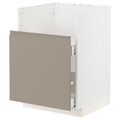 METOD Base cab f TALLSJÖN sink, white//Upplöv matt dark beige, 60x60 cm