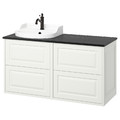 TÄNNFORSEN / RUTSJÖN Wash-stand/wash-basin/tap, white/black marble effect, 122x49x76 cm