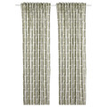 SKOGSSTJÄRNA Curtains, 1 pair, grey-green/white, 145x300 cm