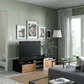 BESTÅ TV unit with drawers and door, black-brown, Hedeviken oak veneer, 180x42x39 cm