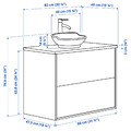 TÄNNFORSEN/VÄSTERSJÖN Wash-stnd w drawers/wash-basin/tap, white/black marble effect, 82x49x79 cm