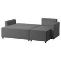 BRISSUND 3-seat sofa-bed with chaise longue, Hakebo dark grey