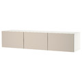 BESTÅ TV bench with doors, white/Lappviken light grey/beige, 180x42x38 cm