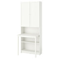 BILLY / OXBERG Bookcase with desk, white, 80x202 cm