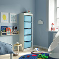 TROFAST Storage combination with boxes, white/light blue, 46x30x145 cm