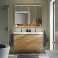 ÄNGSJÖN / BACKSJÖN Wash-stnd w drawers/wash-basin/taps, oak effect, 120x48x69 cm