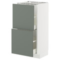 METOD / MAXIMERA Base cabinet with 2 drawers, white/Nickebo matt grey-green, 40x37 cm