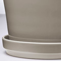 KLOTLÖNN Plant pot with saucer, in/outdoor/grey/beige, 12 cm