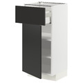 METOD / MAXIMERA Base cabinet with drawer/door, white/Nickebo matt anthracite, 40x37 cm