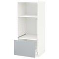 METOD / MAXIMERA High cab for oven/micro w drawer, white/Veddinge grey, 60x60x140 cm