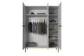 Wardrobe Nicole 150 cm, matt white, gold handles and legs