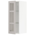 METOD Wall cabinet w shelves/glass door, white/Lerhyttan light grey, 30x80 cm