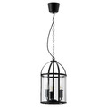 GALJON Pendant lamp, black, transparent glass, 25 cm