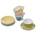 DUKTIG 8-piece cup/saucer playset, mixed colours