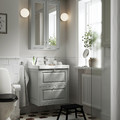 TÄNNFORSEN Mirror cabinet with doors, light grey, 60x15x95 cm