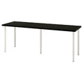 LAGKAPTEN / OLOV Desk, black-brown/white, 200x60 cm