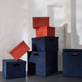 GJÄTTA Storage box with lid, velvet dark blue, 25x35x20 cm