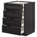 METOD/MAXIMERA Base cb 4 frnts/2 low/3 md drwrs, black/Lerhyttan black stained, 60x61.9x88 cm