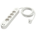 KOPPLA 4-way socket with 2 USB ports, white, 3 m