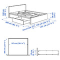 MALM Bed frame, high, w 2 storage boxes, white stained oak veneer/Lönset, 120x200 cm