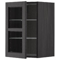 METOD Wall cabinet w shelves/glass door, black/Lerhyttan black stained, 40x60 cm