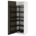 METOD High cabinet with pull-out larder, white/Havstorp brown-beige, 60x60x200 cm