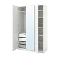 PAX / FARDAL/ÅHEIM Wardrobe combination, high-gloss white/mirror glass, 150x60x236 cm