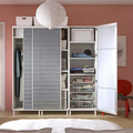 PLATSA Wardrobe w 2 sliding doors+1 door, white Larkollen/dark grey STRAUMEN mirror glass , 180x57x191 cm