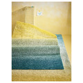 HOTELLRUM Rug, high pile, blue/green yellow, 160x230 cm