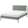 TÄLLÅSEN Upholstered bed frame, Kulsta grey-green/Lindbåden, 140x200 cm