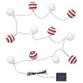 SOLVINDEN LED lighting chain with 12 lights, solar-powered outdoor/red stripe