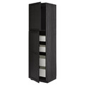 METOD / MAXIMERA Hi cab w 2 doors/4 drawers, black/Lerhyttan black stained, 60x60x220 cm