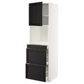 METOD / MAXIMERA Hi cab f micro combi w door/3 drwrs, white/Lerhyttan black stained, 60x60x200 cm