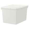 SOCKERBIT Box with lid, white, 38x51x30 cm