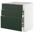 METOD / MAXIMERA Base cabinet with 3 drawers, white/Havstorp deep green, 80x60 cm