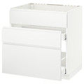 METOD / MAXIMERA Base cab f sink+3 fronts/2 drawers, white, Voxtorp matt white white, 80x60 cm