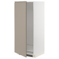 METOD High cabinet for fridge/freezer, white/Upplöv matt dark beige, 60x60x140 cm