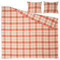 BESKSÖTEMAL Duvet cover and 2 pillowcases,, red brown/check, 200x200/50x60 cm