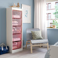 TROFAST Storage combination with boxes, white/light red, 46x30x145 cm