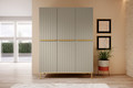 Wardrobe Nicole with Drawer Unit 150 cm, cashmere, gold handles and legs