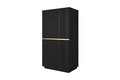 Wardrobe Nicole 100 cm, matt black, gold handles