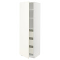 METOD / MAXIMERA High cabinet with drawers, white/Vallstena white, 60x60x200 cm