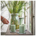 HEDERSAM Scented pillar candle, Fresh grass/light green, 30 hr